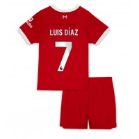 Liverpool Luis Diaz #7 Heimtrikotsatz Kinder 2023-24 Kurzarm (+ Kurze Hosen)